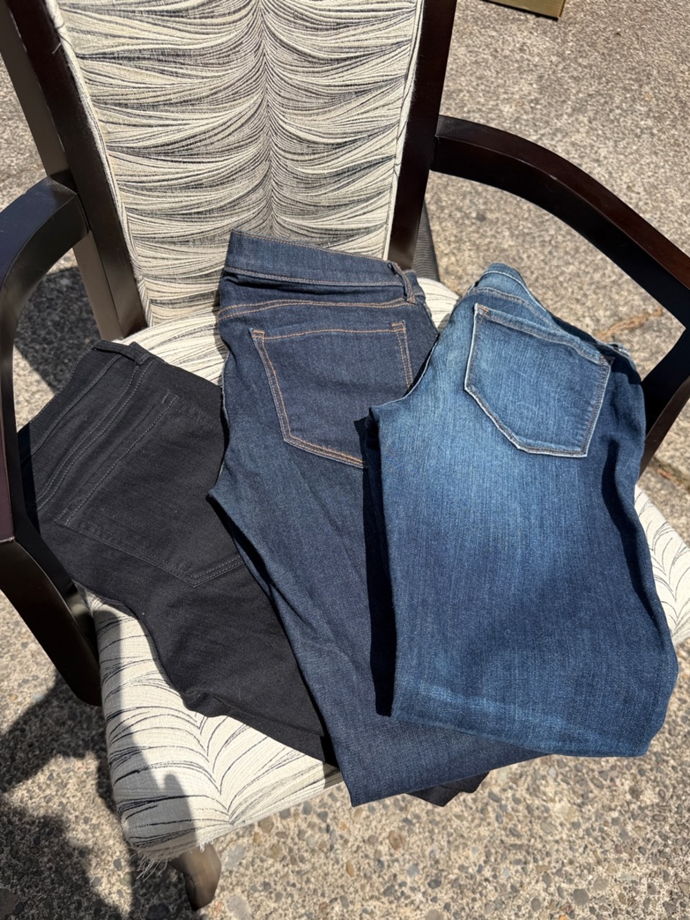 3 —. Banana Republic Women’s Skinny Jeans Trio - Black, Dark Blue, Medium Blue